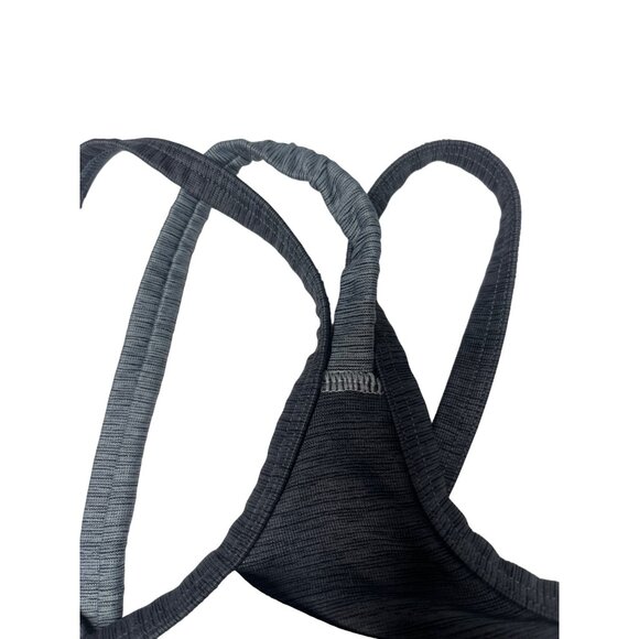 Victorias Secret PINK Strappy Sports Bra Size M Gray & Black Polyester/Elastane - Picture 2 of 11